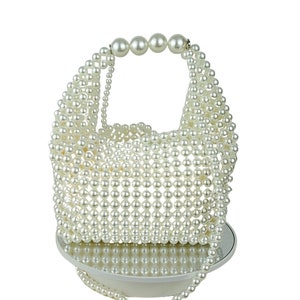 Pearl Evening Bag, Unique Party Dinner Bag with Long Strap