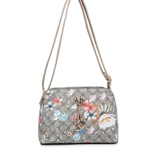 Muster-Design Damen 3 Fächer Cross body bag Umhängetasche PU-Leder Multi Taschen Handtasche lange Riemen Haupt Reißverschluss A36184-24m