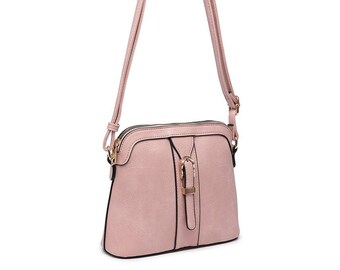 New Womens Buckle Crossbody Bag Quality Handbag Main Zipper Shoulder bag vegan PU leather -A36753