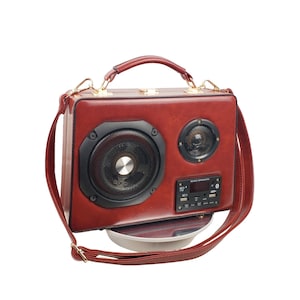 Modisch mit Original Bluetooth Lautsprecher Damen Crossbody Tasche Handtasche mit langem Riemen und Griff