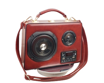 Bolso bandolera de mujer de moda con altavoz Bluetooth original, con correa larga y asa.