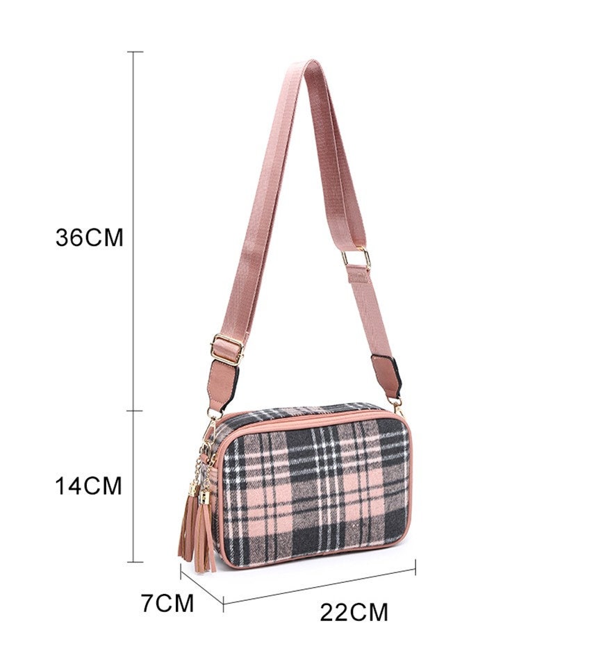 Check Design Ladies 2 Compartments Bag, Ladies Cross Body