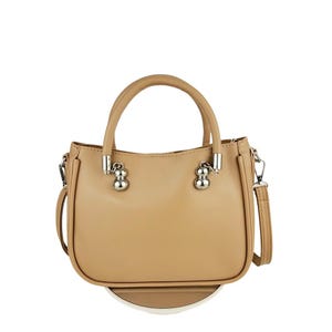 Cute size button closure top handle crossbody hap with long strap 00021