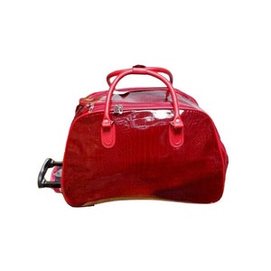 Sac fourre-tout de voyage unisexe en cuir PU verni 3 compartiments avec roulettes Sac de vacances en PU verni - Sac de voyage-108-S