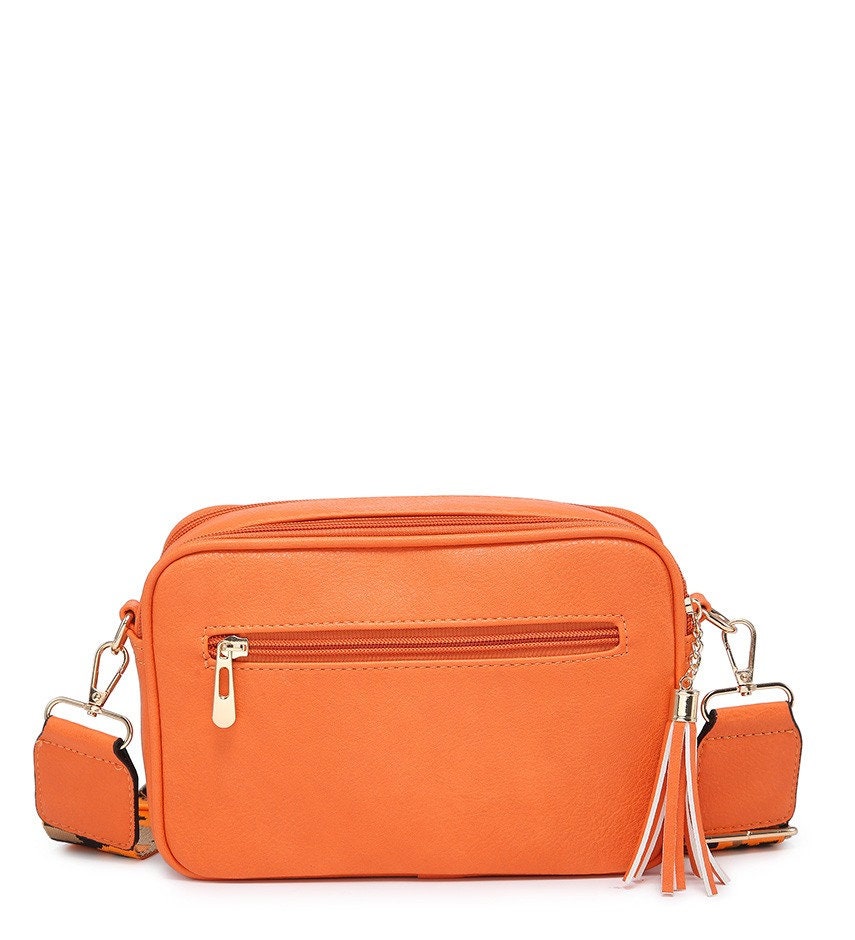 Leopard Print Strap, 2 Compartments Bag, Ladies Cross Body Bag