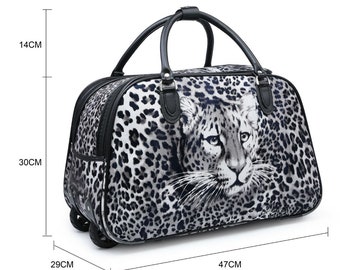 Nouveau sac de bagage de chariot de voyage pour femmes avec roues sacs de vacances-HOLDALL-AT112-LEOPARD