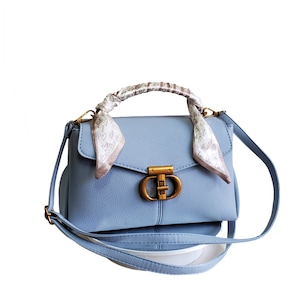 Weiches PU-Leder Multi Fächer Crossbody-Bag breite Wechselriemen Umhängetasche Damen Handtasche mit Schal