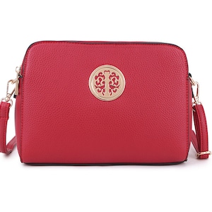 Neu Damen 3 Fächer Umhängetasche Umhängetasche vegan PU Leder Multi Taschen Handtasche langen Riemen D1585-1L