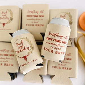 Rustic Wedding Favors,Boho,Pampas Wreath,Can Cooler,Can Holder,Can Sleeve,Beer Holder,Custom Wedding Favor