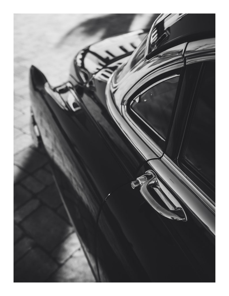 Black and White Vintage Car Wall Art, Classic Car Photography, Retro