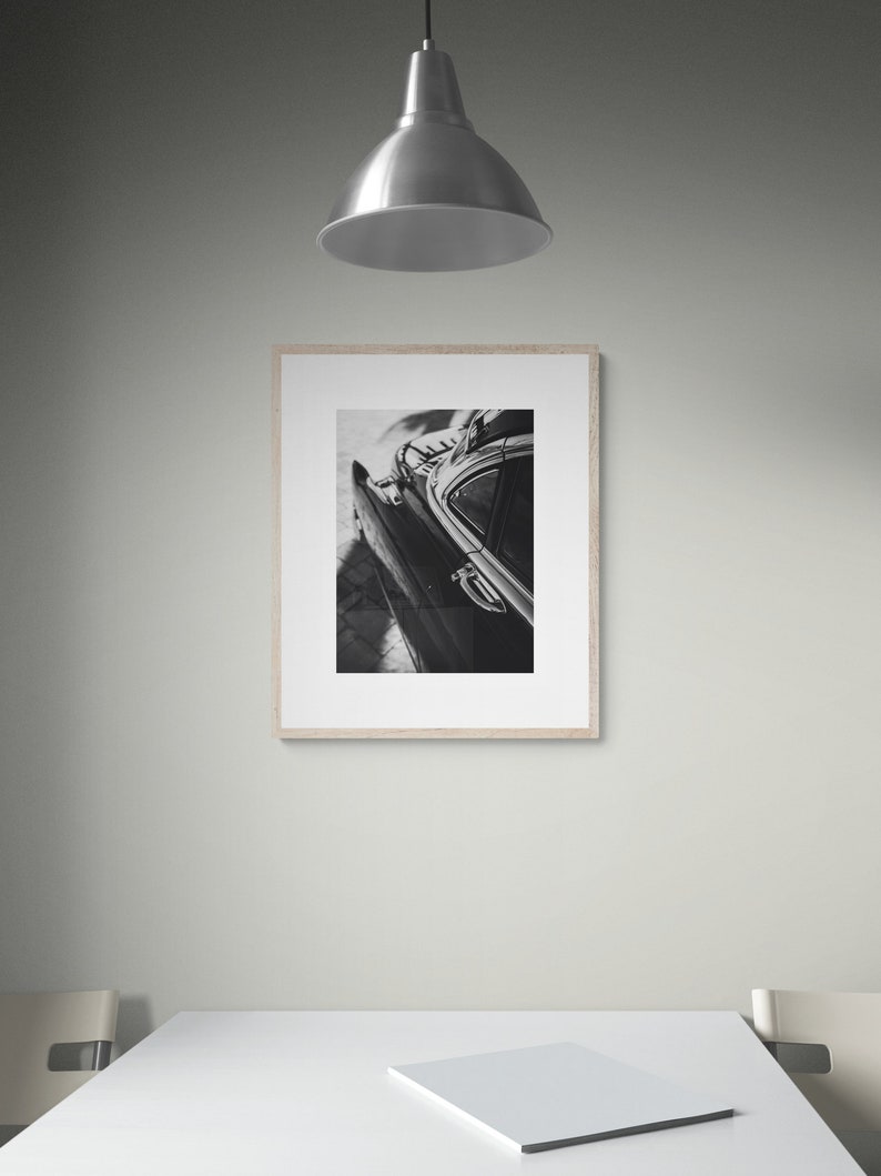 Black and White Vintage Car Wall Art, Classic Car Photography, Retro