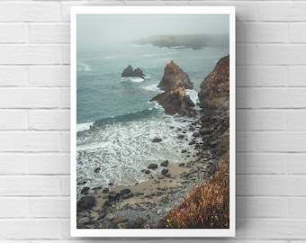 Mendocino Coast Photography: Foggy Cliff Print, Seaside Decor