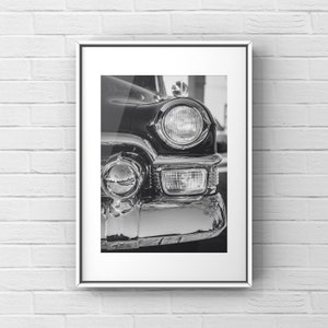 Black and White Vintage Car Wall Art, Classic Car Photography, Retro Wall Decor, Cadillac Car Art, Mid-Century Modern Decor