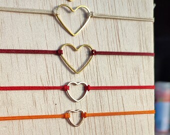 braccialetto macramé a cuore in oro o argento, San Valentino, amicizia, amore, migliore amica, braccialetto madre figlia, festa della mamma