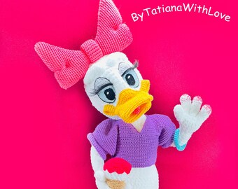 Daisy Duck crochet  toy. Amigurumi, Decor for bedroom, handmade toy