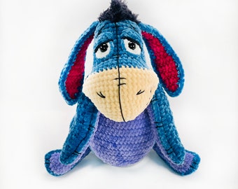 Crochet donkey Eeyore, Amigurumi Eeyore,Decor for bedroom,Soft Eeyore toy, Animal toys,Gift for Baby Shower,Plush Eeyore