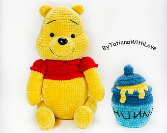 Bear Winnie the Pooh, Crochet Bear,Amigurumi bear,Decor for bedroom,Soft Bear,Animal toys,Gift for Baby Shower,Plush bear
