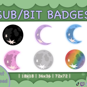Moon Phases Twitch Badges / Streamer Graphics / Bit Badges / Sub Badges / Badges For Streamers / Discord