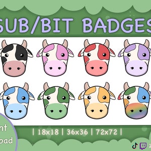 Cow Twitch Badges / Streamer Graphics / Bit Badges / Sub Badges / Badges For Streamers / Discord