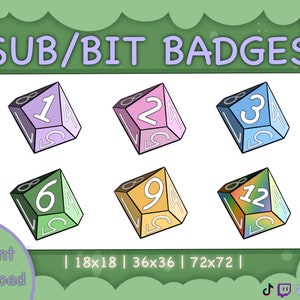Dice Twitch Badges / Streamer Graphics / Sub Badges / Bit Badges / DND Dice/ Gamer / Discord
