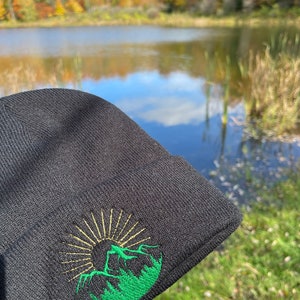 Shining Mountain Beanie Hat, Nature Lover Beanie