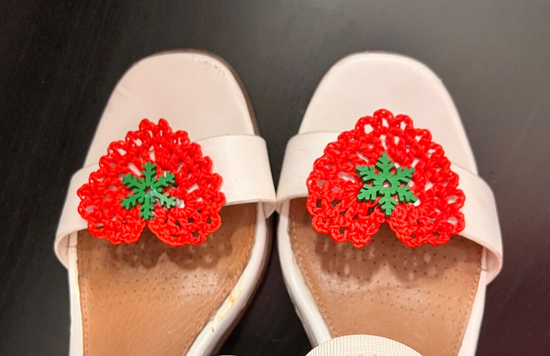 Crochet Christmas Shoe Clips Handmade Shoe Accessories Etsy