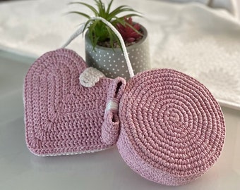 Barbie inspired crochet pillbox hat and heart handbag