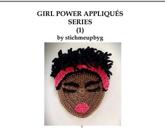 Girl Power Appliqués by Stichmeupbyg (1), crochet appliqué pattern, digital download