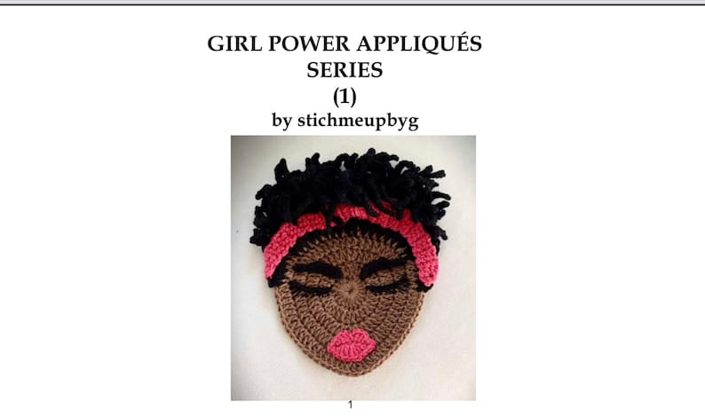 Girl Power Appliqués by Stichmeupbyg 1, crochet appliqué pattern, digital download image 1