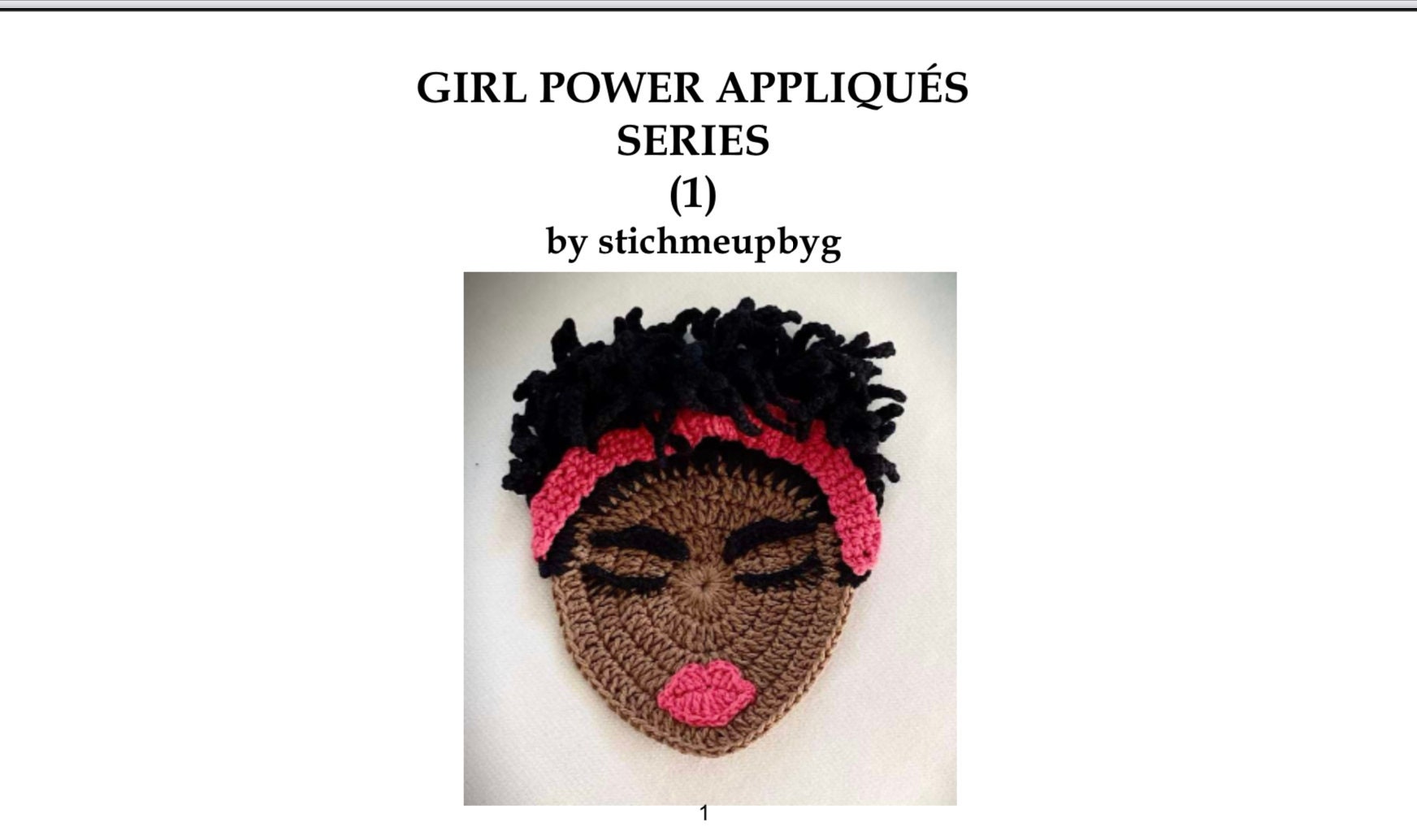 Girl Power Appliqués by Stichmeupbyg (1), crochet appliqué pattern, digital download