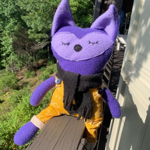 Handmade Fox Plush | Limited Edition Stuffed Animal | Handcrafted Plush Doll | Purple Fox | Cute Fox Plushie | Stuffed Animal with Clothes