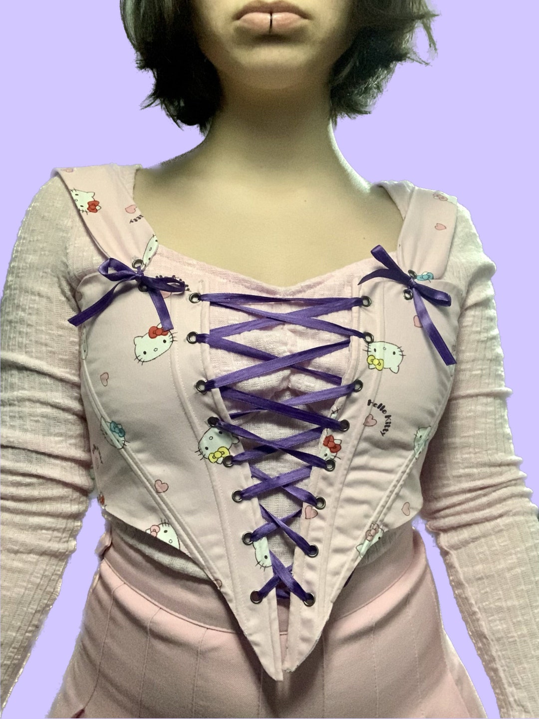 Handmade Reversible Kitty Corset HK Corset Custom Corset Top Corset