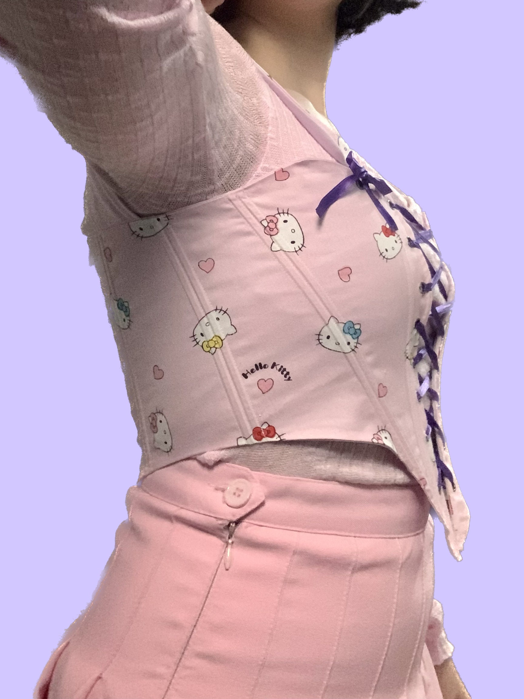 Handmade Reversible Kitty Corset HK Corset Custom Corset Top Corset