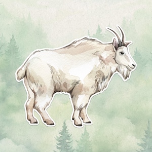 Waterproof vinyl mountain goat sticker, Cute animal lover gift, Great decal for laptops, kindles, and water bottles