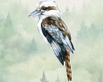 Waterdicht vinyl kookaburrasticker, leuk cadeau voor vogelliefhebber, geweldige sticker voor laptops, kindles en waterflessen