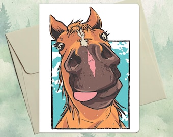 Handmade horse card, Cute pet lover gift, animal greeting card