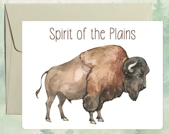 Custom handmade bison card, Cute animal lover gift, Personalized animal greeting card