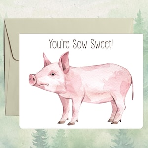 Op maat gemaakte handgemaakte biggenkaart, leuk cadeau huisdierliefhebber, gepersonaliseerde varkenswenskaart