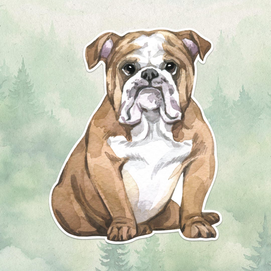 Waterproof Vinyl English Bulldog Sticker, Cute Pet Lover Gift, Great ...