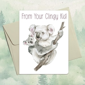 Tarjeta del Día de la Madre con un koala hecha a mano y personalizada, regalo ideal para amantes de los animales, tarjeta de felicitación personalizada con un animal.
