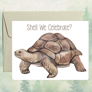 Tarjeta de tortuga gigante personalizada hecha a mano, lindo regalo para amantes de los animales, tarjeta de felicitación de tortuga personalizada