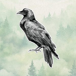 Adesivo in vinile impermeabile a forma di corvo, simpatico regalo per gli amanti degli uccelli, ottimo adesivo per laptop, Kindle e bottiglie d'acqua.