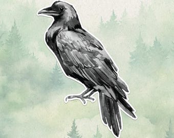 Adhesivo de vinilo impermeable con forma de cuervo, bonito regalo para amantes de las aves, ideal para portátiles, Kindles y botellas de agua