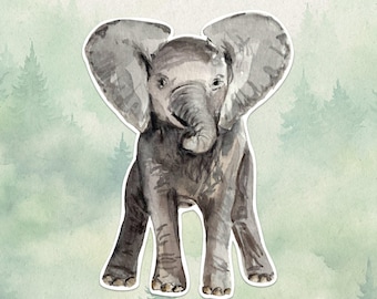 Wasserdichter Vinyl-Elefant-Aufkleber, Süßes Tier-Liebhaber-Geschenk, Großartiger Aufkleber für Laptops, Kindles und Wasserflaschen