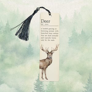 Red deer bookmark, Cute dictionary definition, Book lover gift