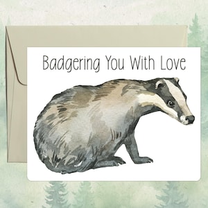 Custom handmade badger card, Cute animal lover gift, Personalized animal greeting card