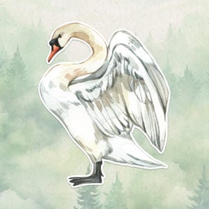 Sticker cygne en vinyle imperméable, cadeau mignon pour amoureux des oiseaux, excellent sticker pour ordinateurs portables, Kindle et bouteilles d'eau