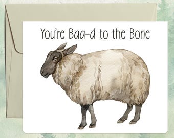 Custom handmade Suffolk sheep card, Cute pet lover gift, Personalized sheep greeting card