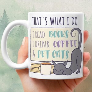 Cat mug - Ceramic coffee mug - Books coffee and cats
