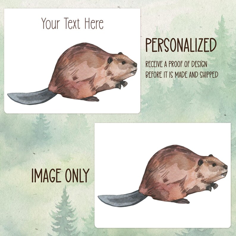 Custom Handmade Beaver Card, Cute Animal Lover Gift, Personalized ...